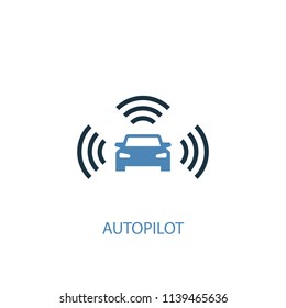 Autopilot concept 2 colored icon. Simple blue element illustration. Autopilot concept symbol design from Artificial Intelligence set. Can be used for web and mobile UI/UX
