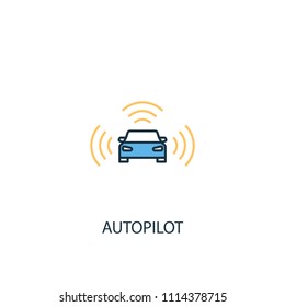 Autopilot concept 2 colored line icon. Simple yellow and blue element illustration. Autopilot concept outline symbol design from Artificial Intelligence set. Can be used for web and mobile UI/UX