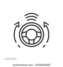 autopilot icon, driving a car using artificial intelligence, ai driver, thin line symbol - editable stroke vector illustration