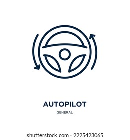 Autopilot-Symbol aus der allgemeinen Kollektion. Dünne lineare Autopilot, Auto, Fahrzeugumriss einzeln auf weißem Hintergrund. Zeilenvektorzeichen, Symbol für Web und Mobile