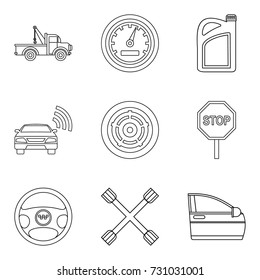 Autopilot icons set. Outline set of 9 autopilot vector icons for web isolated on white background