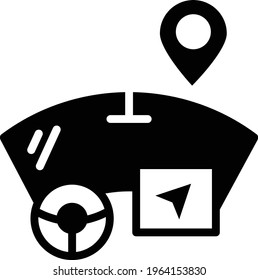 Autopilot Lorry interior View Vector Glyph Icon Design, Autonomous driverless vehicle Symbol, Robo car Sign, Automated driving system stock illustration, Self Driving Car Inside View Concept, 