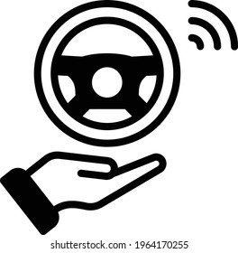 Autopilot Lorry Streering Wheel Vector Icon Design, Autonomous driverless vehicle Symbol, Robo car Sign, Automated driving system stock illustration, Self driving car driver assistance Concept, 