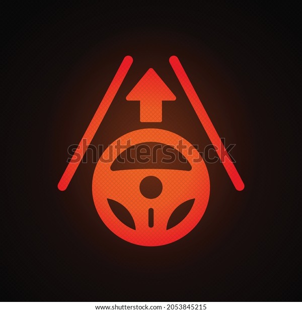 Autopilot warning light on car dashboard\
vector\
illustration.\
