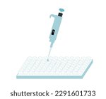 The autopipette or micropipette was dropping the analytical substance into the wells of 96-well plate for laboratories analytical or medical testing.