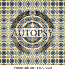 Autopsy arabic badge background. Arabesque decoration.