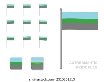 Autoromantic Pride Flag Waving Animation App Icon Vector
