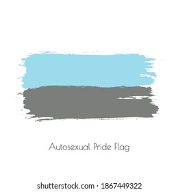 Autosexual lgbt vector watercolor flag. Hand drawn ink dry brush stains, strokes, stripes, horizontal lines isolated on white background. Painted colorful symbol of non-binary, pride, rights equality.