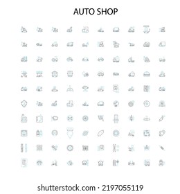 autoshop icons, signs, outline symbols, concept linear illustration line collection