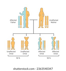 Autosomal Dominant Inheritance Concept Design. Vector illustration.