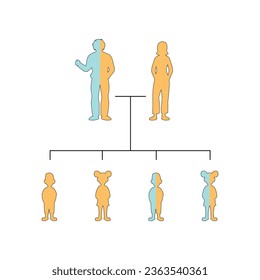 Autosomal Dominant Inheritance Concept Design. Vector illustration.