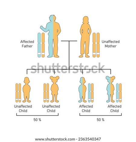 Autosomal Dominant Inheritance Concept Design. Vector illustration.