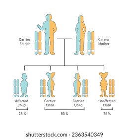 Autosomal Recessive Inheritance Concept Design. Vector illustration.