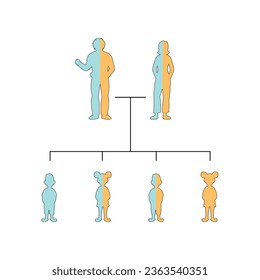 Autosomal Recessive Inheritance Concept Design. Vector illustration.