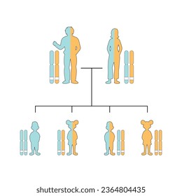 Autosomal Recessive Inheritance Concept Design. Vector illustration.