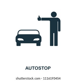 Autostop icon. Mobile app, printing, web site icon. Simple element sing. Monochrome Autostop icon illustration.