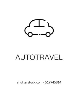 Autotravel flat icon. Single high quality outline symbol of travel for web design or mobile app. Thin line signs of tourism for design logo, visit card, etc. Outline pictogram of car