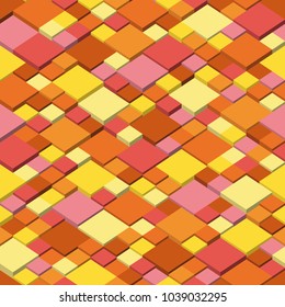 Autum. Abstract seamless pattern from the isometric cubes and colors of autumn