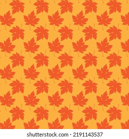 Autum Blätter Nahtlose Muster auf orangefarbenem Hintergrund Vektor, perfekt für Textilien, Mode, Hintergrund, Textur
