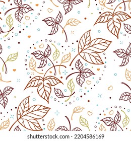 Autum leaves vector seamless pattern. Fall background.