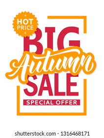 Autum sale banner design template for flyer, invitation, poster, web site. Special offer, seasonal sale advertisment.