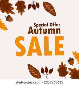 Autum sale leaves collection pattern Vector.Special offer sale template.