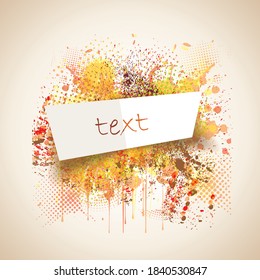 Autum splash design and folded sticker with place for your text.
