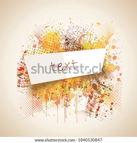 Autum splash design and folded sticker with place for your text.