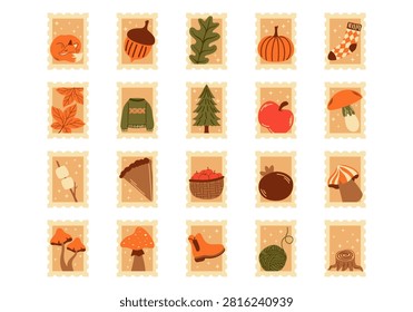 Autum Stamp Element Icon Set