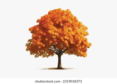 Vector plano de arte de árbol autum 