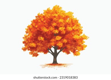 Vector plano de arte de árbol autum 