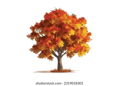autum tree flat vector  illustration