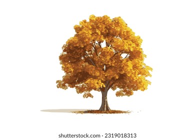 autum tree flat vector  illustration