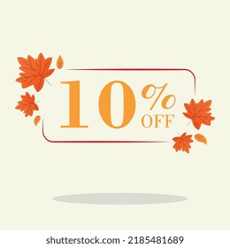 Autumn 10 percent discount square label Sale Orange Autumn Tag Offer price tag symbol vector sticker