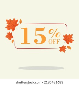 Autumn 15 percent discount square label Sale Orange Autumn Tag Offer price tag symbol vector sticker