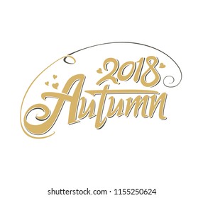 Autumn 2018. Vignette seasonal symbol. Vector template isolated on white background.