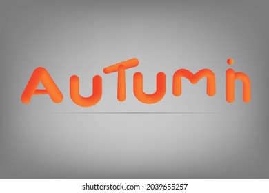 autumn 3D text model in vector type in orange and red color 