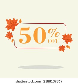 Autumn 50 percent discount square label Sale Orange Autumn Tag Offer price tag symbol vector sticker