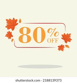 Autumn 80 percent discount square label Sale Orange Autumn Tag Offer price tag symbol vector sticker