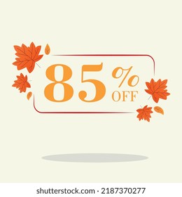 Autumn 85 percent discount square label Sale Orange Autumn Tag Offer price tag symbol vector sticker