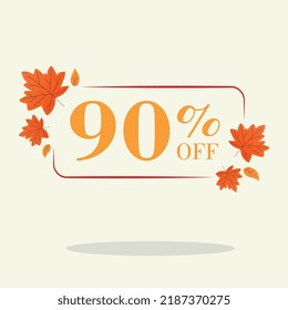 Autumn 90 percent discount square label Sale Orange Autumn Tag Offer price tag symbol vector sticker