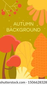 Autumn abstract background. Design for fall season sale banner, poster or thanksgiving day greeting card, festival invitation, paper cut out art style. Colorful vector illustration