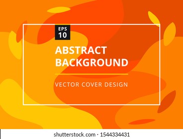 Autumn abstract background with fluid shapes and falling leaves in orange colors. Modern design template with space for text. Minimal dynamic cover for branding design. Vector illustration