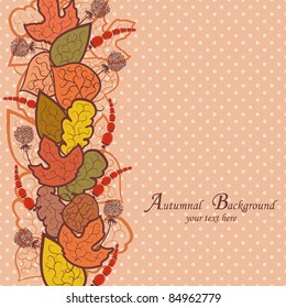 Autumn abstract background with leaves and berries.