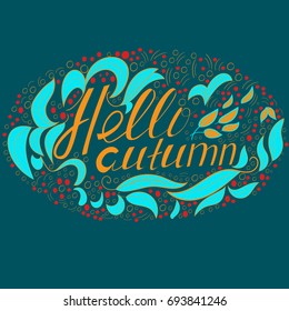 Autumn abstract background of multi colored leaves in vector illustration.