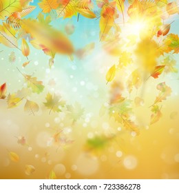 Autumn abstract background. Smooth light warm sun template. EPS 10 vector