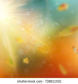 Autumn abstract background. Smooth light warm sun template. And also includes EPS 10 vector