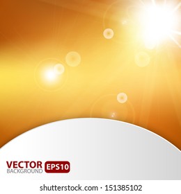 Autumn abstract background with sunburst flare. Vector illustration. 