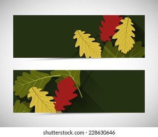 autumn abstract banners with oak leafs