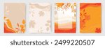 Autumn abstract colorful Background. Fall season and Thanksgiving theme. Editable vector templates with leaves and geometric pattern. Nature elements for poster, banner, cover, card, Sale, advertising